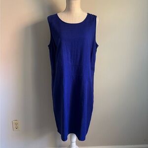 Linen Sleeveless Scoop Neck Dress Royal Blue